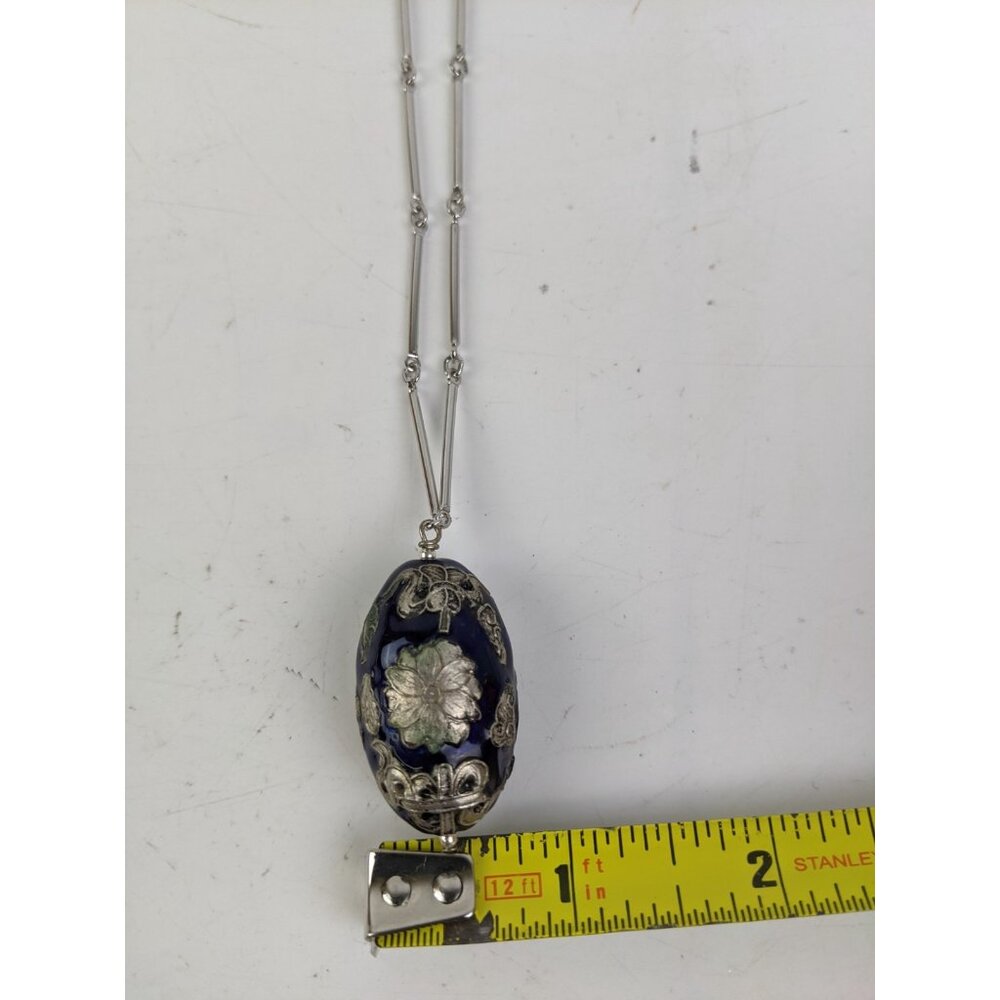 Vintage Cloissone Sterling Silver Dragon Pendant Oval 1.5" - Picture 9 of 11